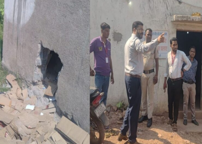 Burglary at a liquor shop in Bilaspur; thieves broke in by breaching a wall, stealing liquor bottles and cash—a total loss of ₹14,400